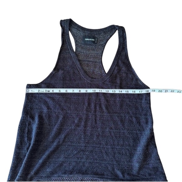 Zadig & Voltaire Large Black Sparkle Knit Tank Top Racerback Sleeveless - Picture 6 of 6